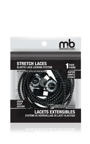 MB STRETCH LACE/ELASTIC LOCK 48" BLACK